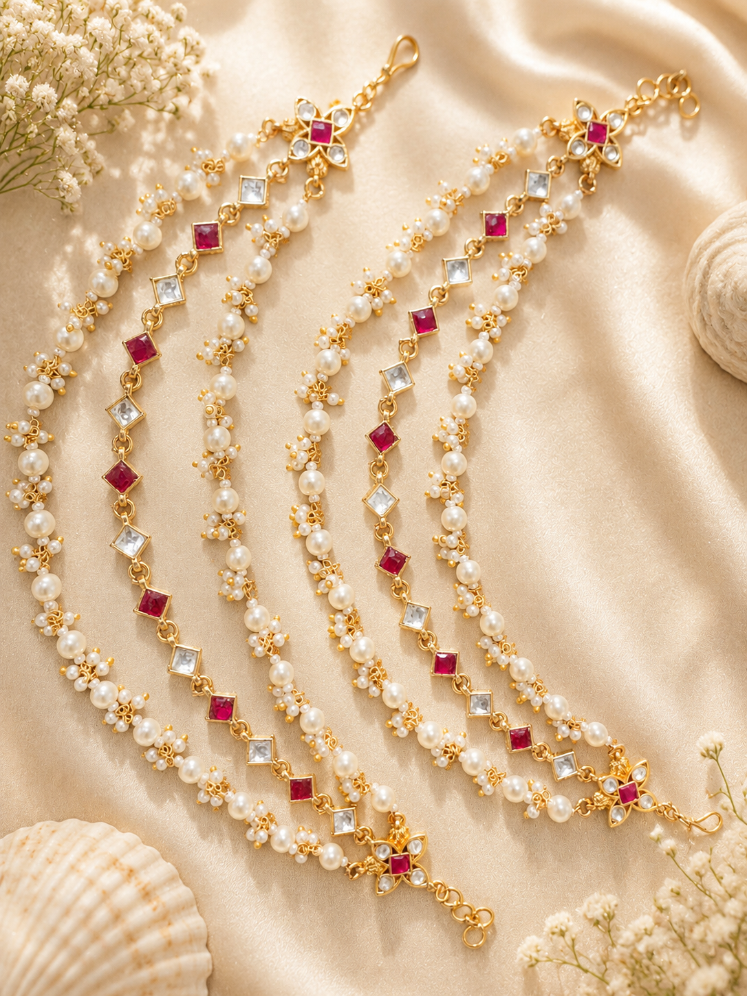 Jadau Pearl Ear Chain