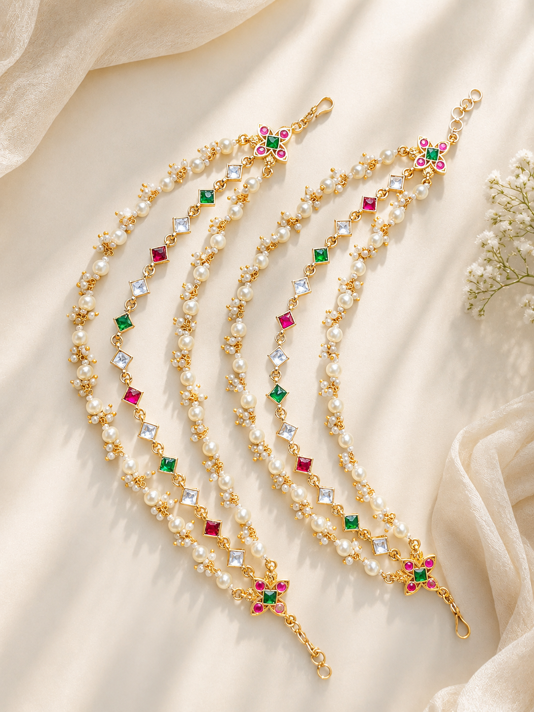 Navrang Pearl Jadau Hair Chain