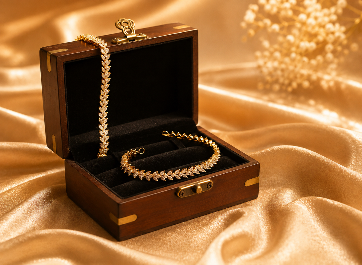 Celeste Leaf AD Diamond Payal
