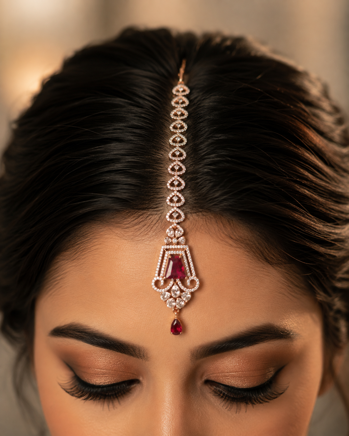 Ruby Radiance Maang Tikka