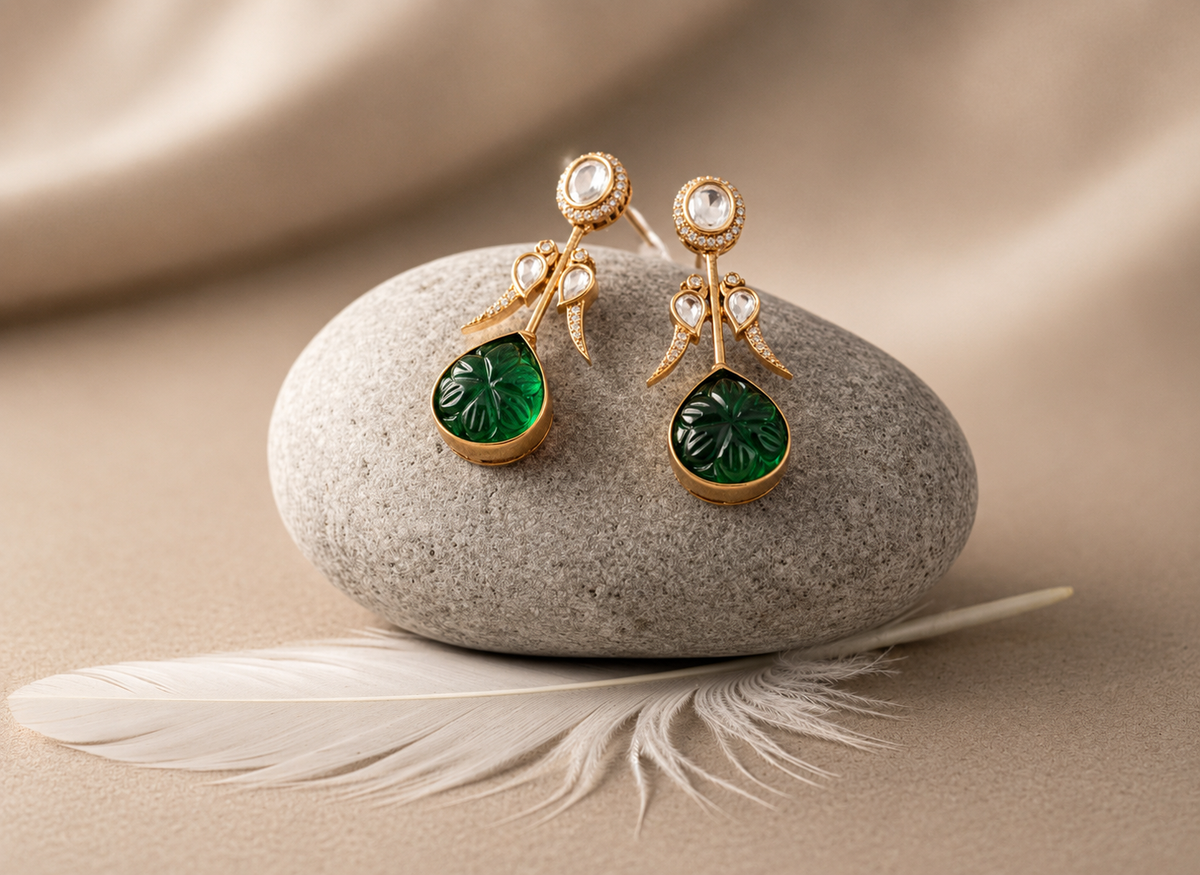 Emerald Dew Drop Earrings