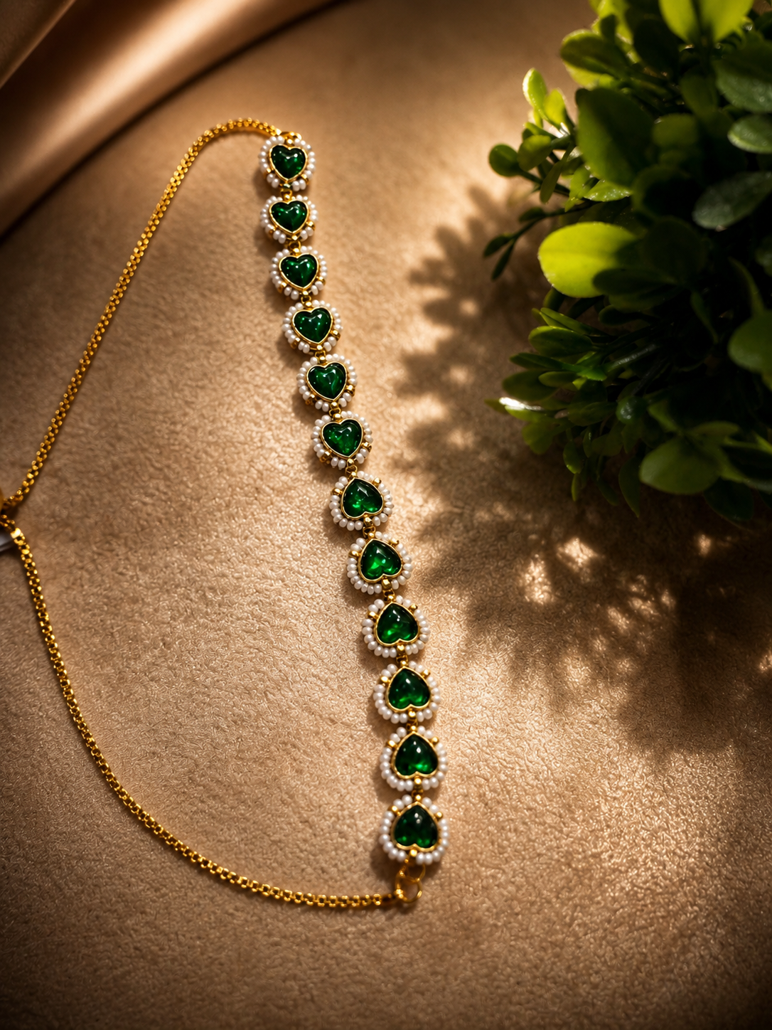 Emerald Heart Pearl Halo Bracelet