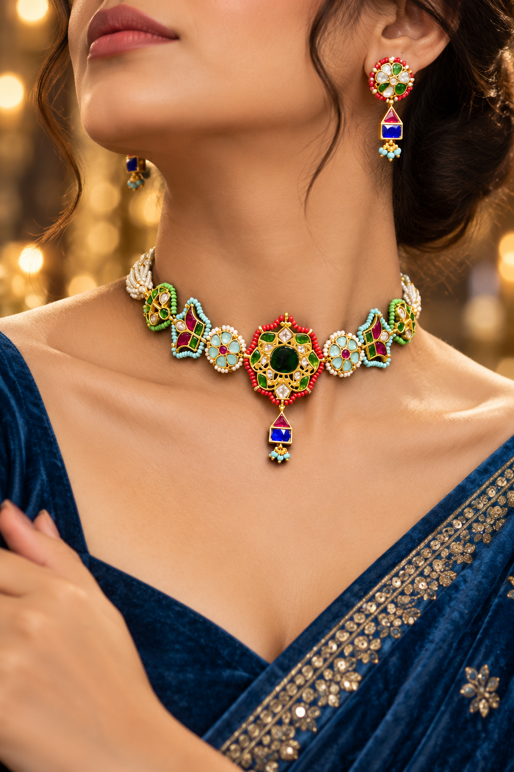 Royal Navrangi Meenakari Choker Set