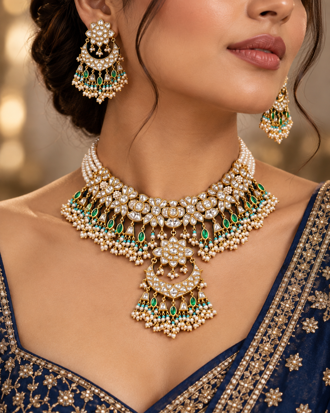 Jadau monopoly choker necklace set