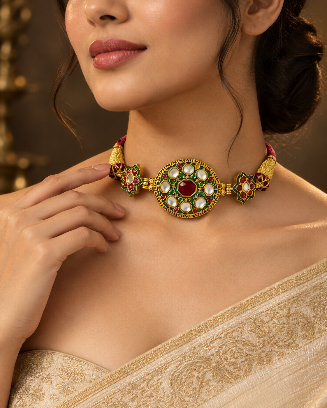 Jadav meenakari choker (Silver 92.5)