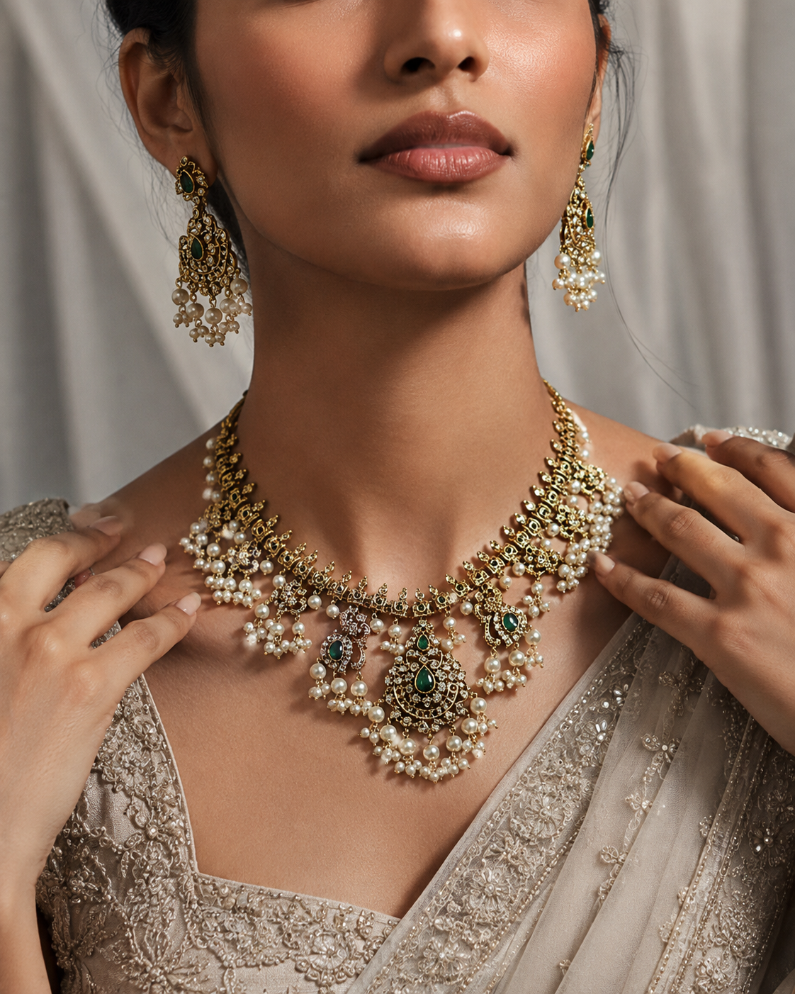 Multiple clusters beads necklace set