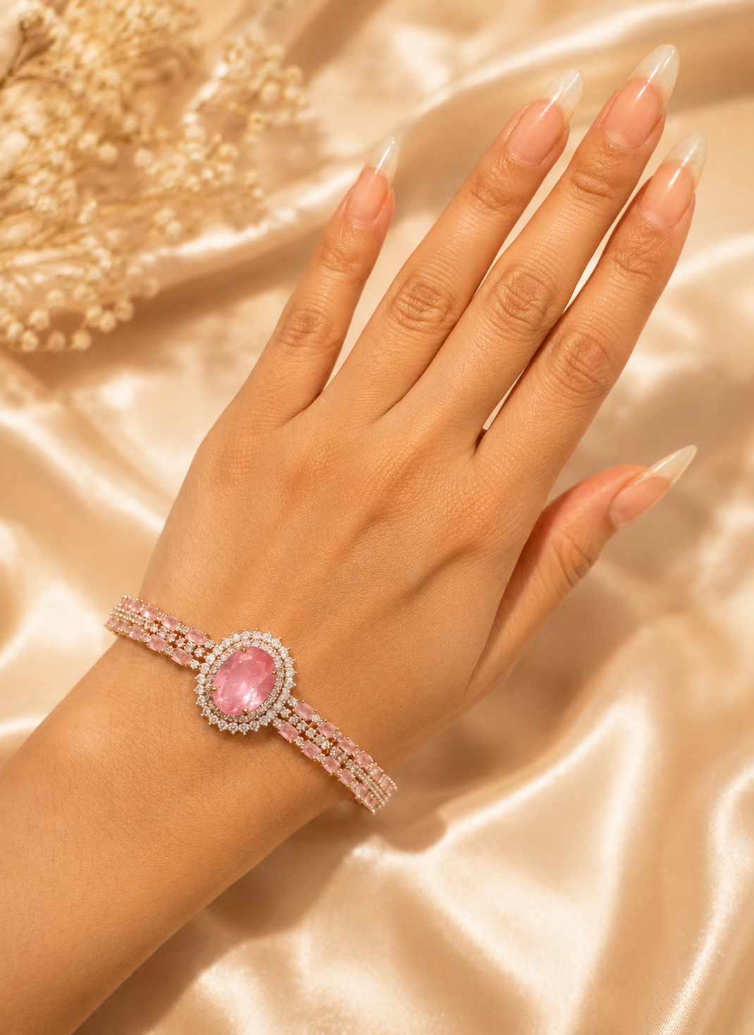 Pink Aura AD Diamond Bracelet