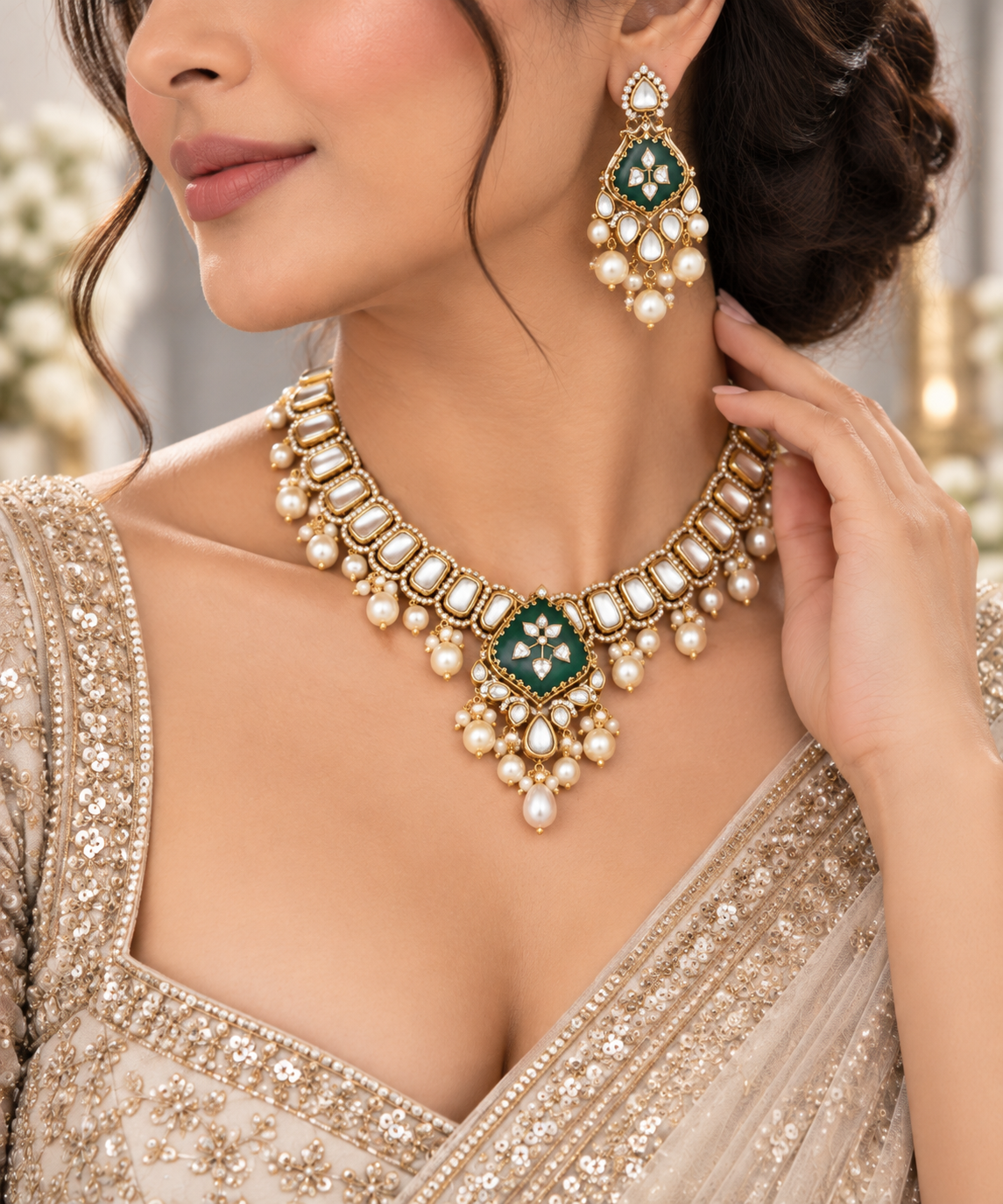Meenakari Kundan Polki necklace set