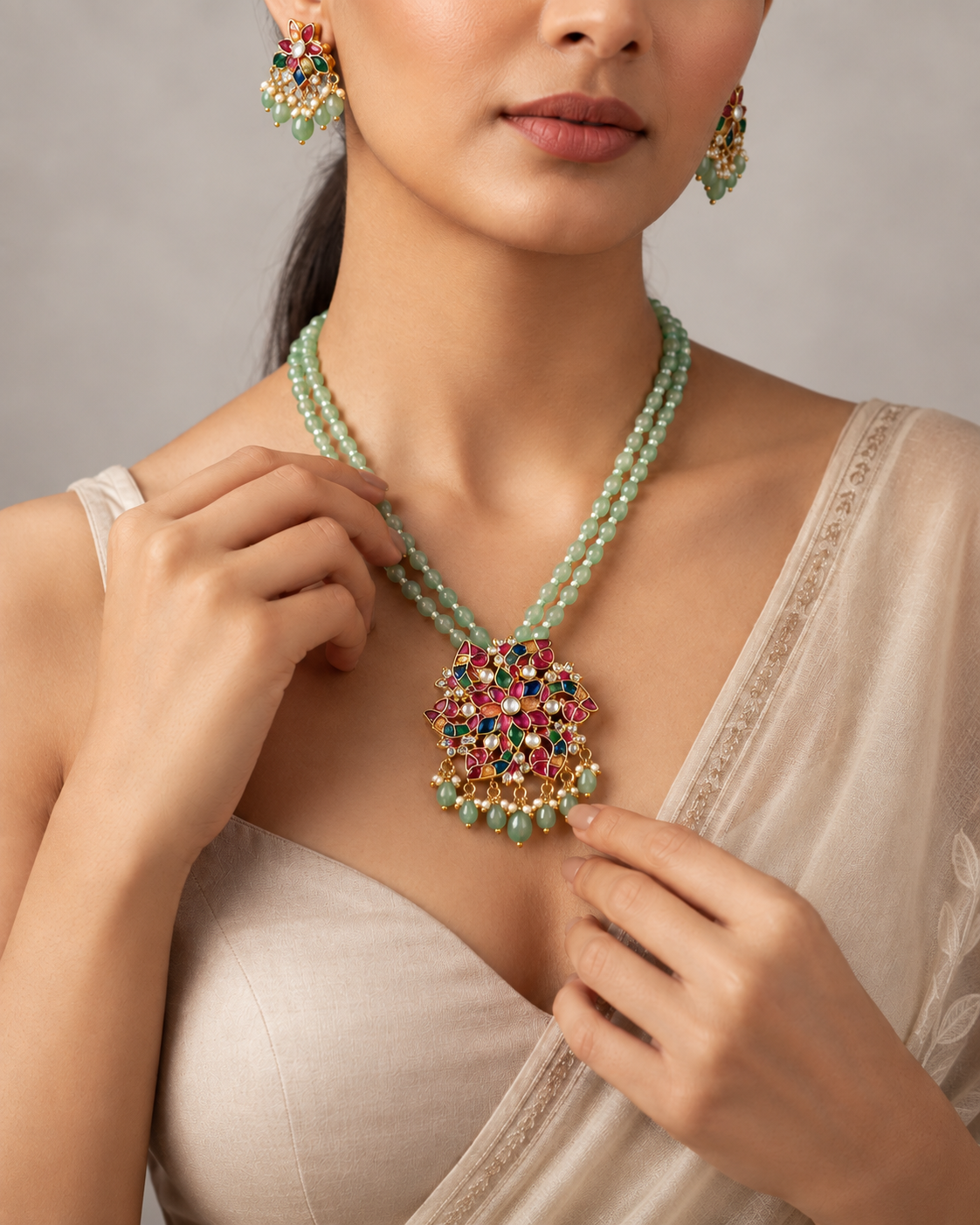 Navrang Mint Blossom Jewelry Set