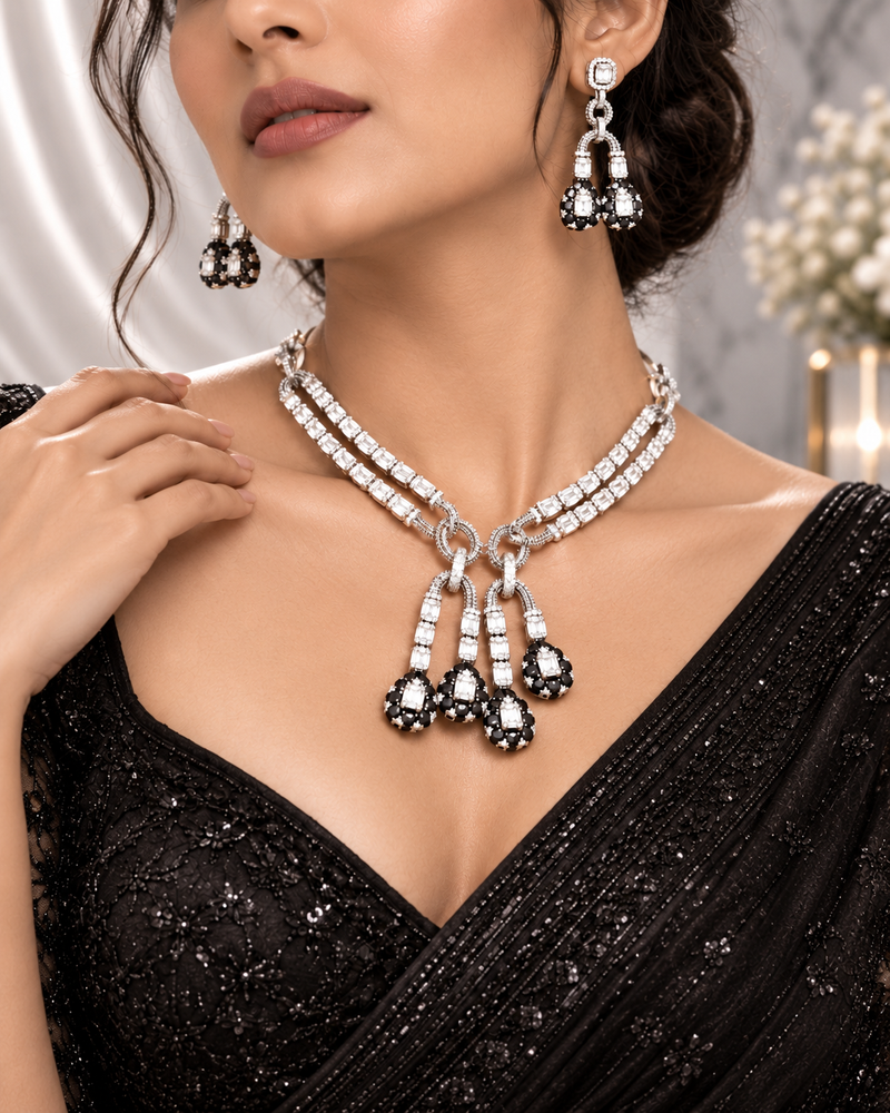 Midnight Cascade AD Diamond Necklace Set