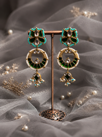 Emerald Pearl Jadau dangle Chandeliers earrings