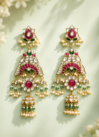 Royal Ruby & Emerald jadau Jhumka Earrings