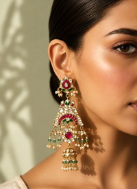 Royal Ruby & Emerald jadau Jhumka Earrings