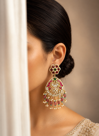 Ruby & Emerald Jadau Chandbali Earrings