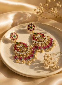 Ruby & Emerald Jadau Chandbali Earrings