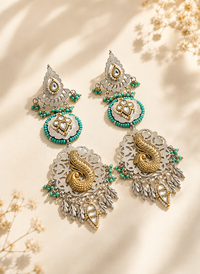 Fusion Dual-toned oxidised peacock dangle earrings