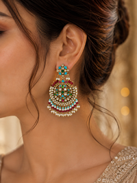 Royal Meenakari jadau Dangle Chandbali Earrings