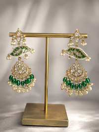 Emerald Green Pearl Chandbali Earrings