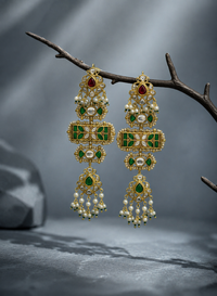 Jadau style drop earrings