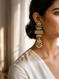 Jadau drop earrings with pearl hanging