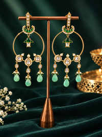 Emerald Halo Chandbali Earrings