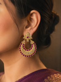 Royal jadau Crescent Hoop Earrings