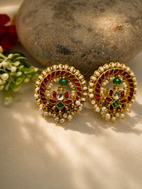 Royal Ruby & Emerald Pearl Jadau Earrings