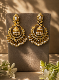 Royal Pearl Jhumka Chandbali Earrings