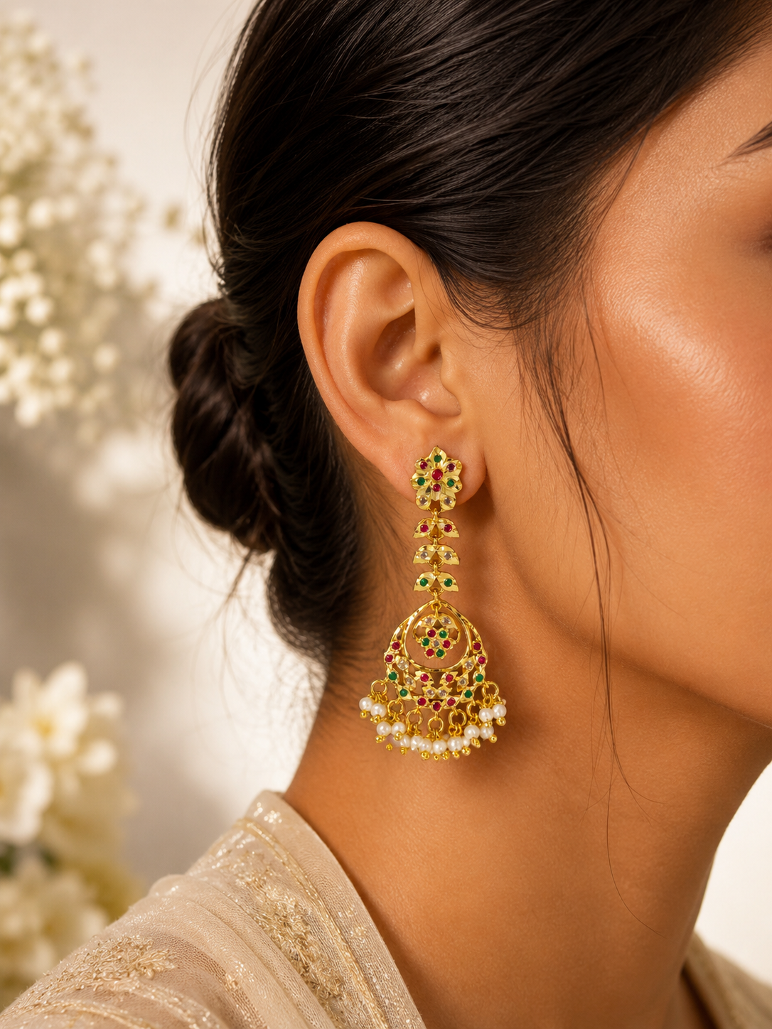 Royal Multicolor Floral Jhumka Earrings
