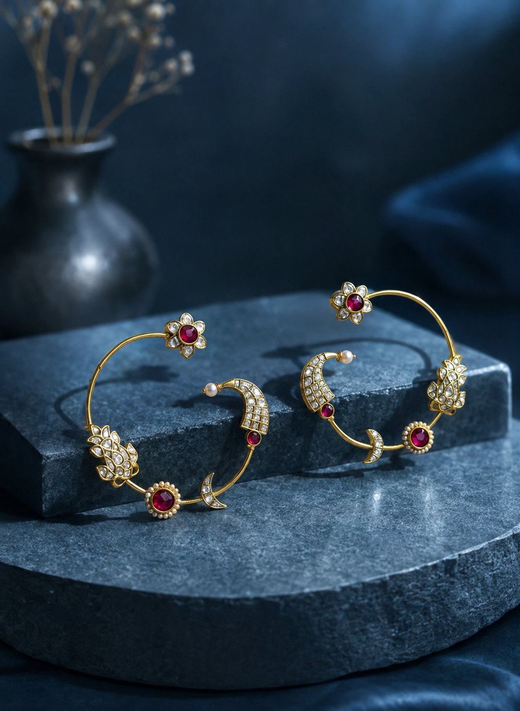 Ruby Bloom Celestial Hoop Earrings