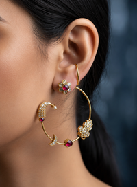 Ruby Bloom Celestial Hoop Earrings