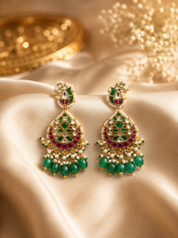 Elegant Peacock Motif Chandbali Earrings