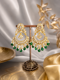 Emerald Jadau Chandbali Earrings