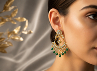 Emerald Jadau Chandbali Earrings