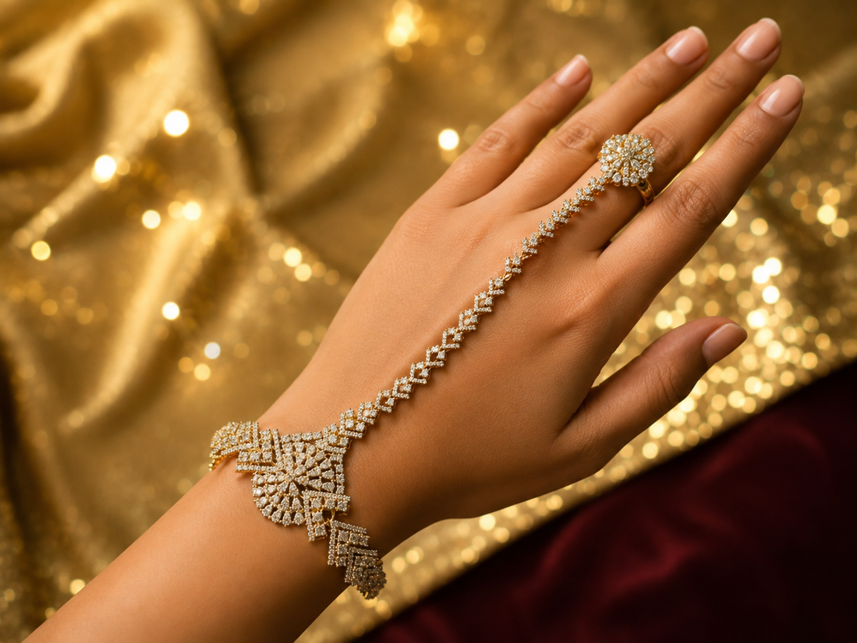 AD diamond haath phool (1 pcs)