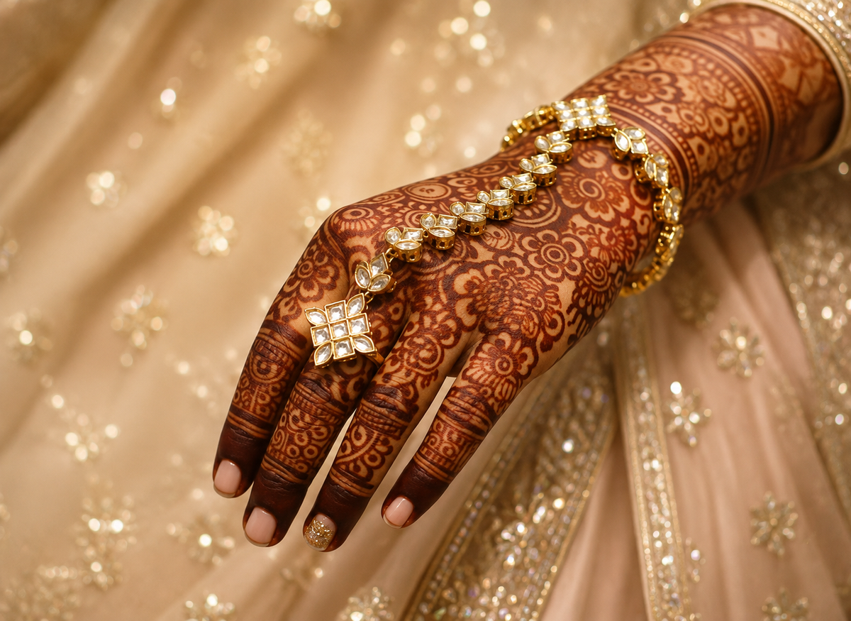 Kundan Ring Bracelet (2 Pcs)