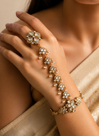 Floral Kundan Pearl Hathphool (1 pcs)