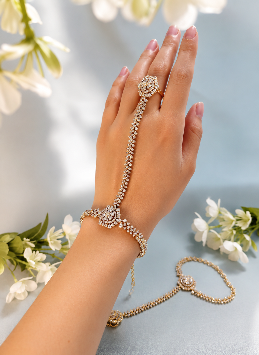 Celestial Bloom Diamond Ring Bracelet (2 pcs)
