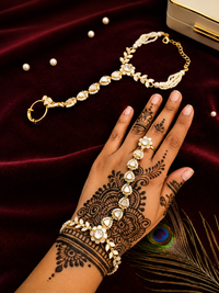 Kundan adjustable ring bracelet (Haath phool) (1 Pcs)