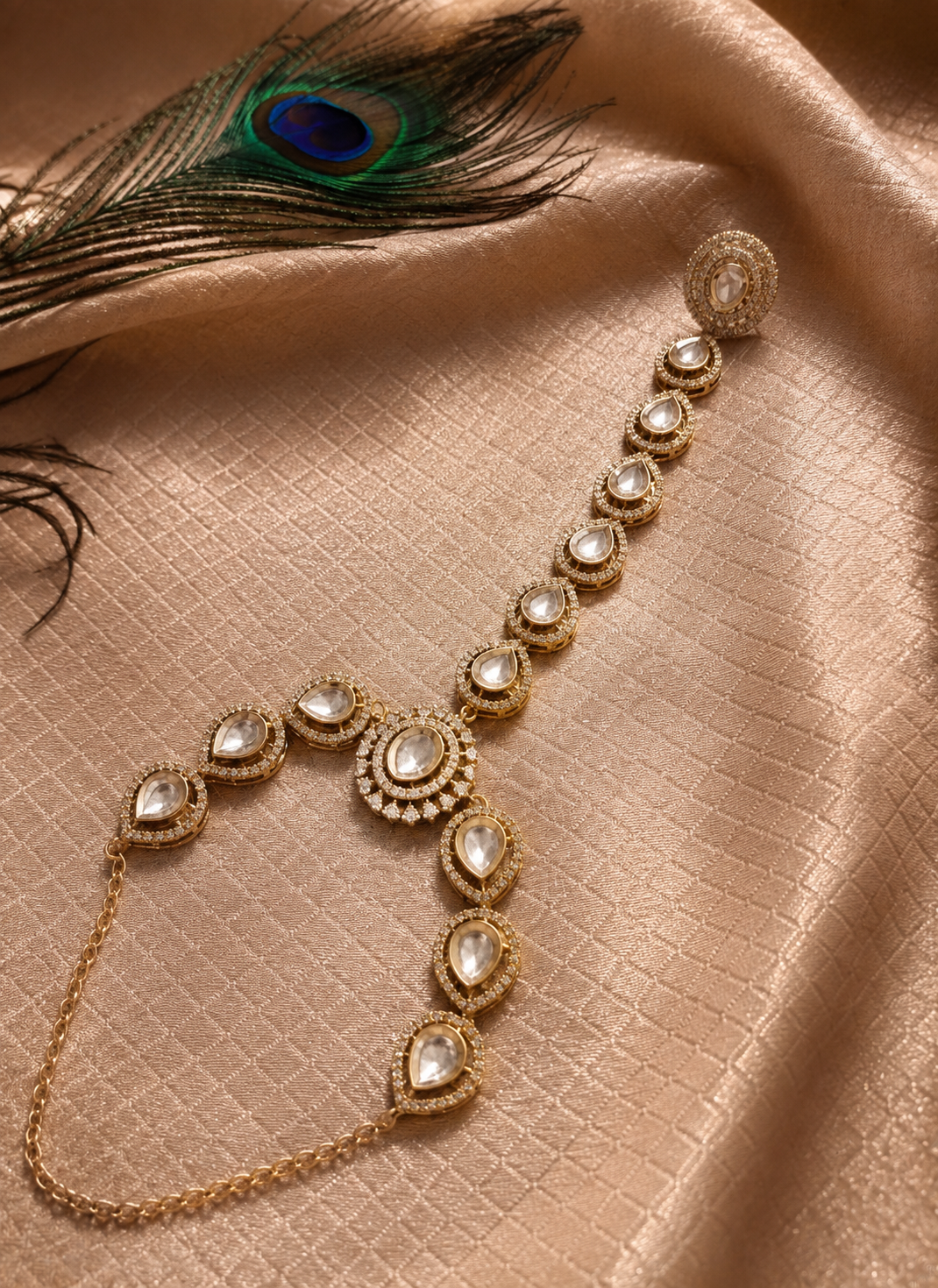 AD Diamond and kundan stone haath phool (1 pcs)