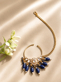 Blue Sapphire bead drop Kundan Nath
