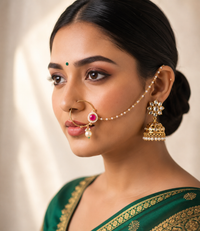 Jadau Pearl Drop Nath