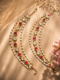 Ruby Pearl Jadau Ear Chain