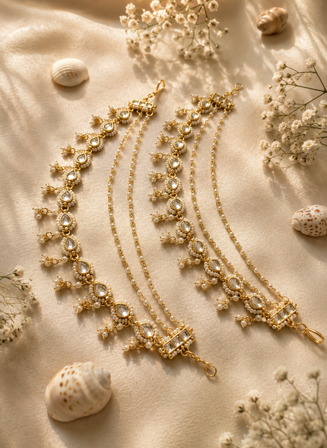 Noor Jadau Pearl Ear Chain