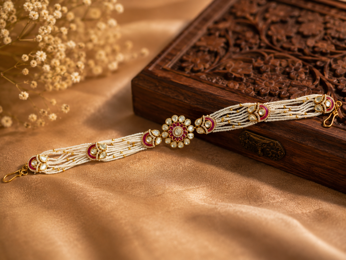 Moissanite matha patti with meenakari (1 pcs)