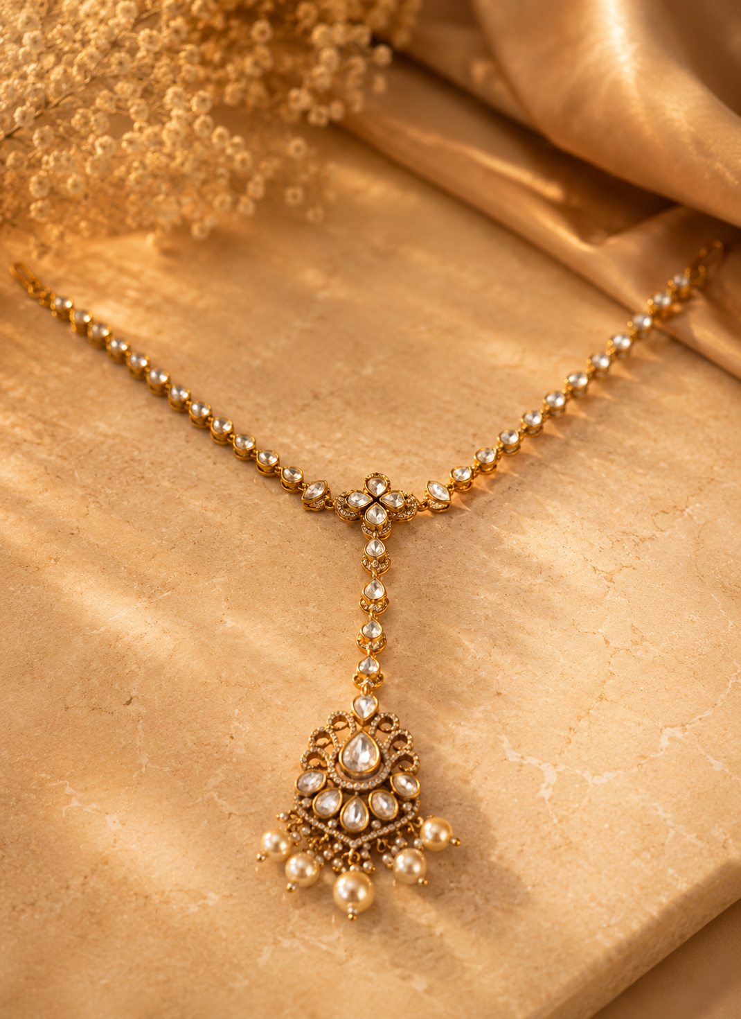 Royal Kundan Pearl Maang Tikka