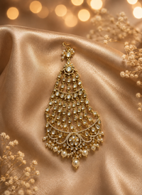Kundan pasa with pearl bead drops