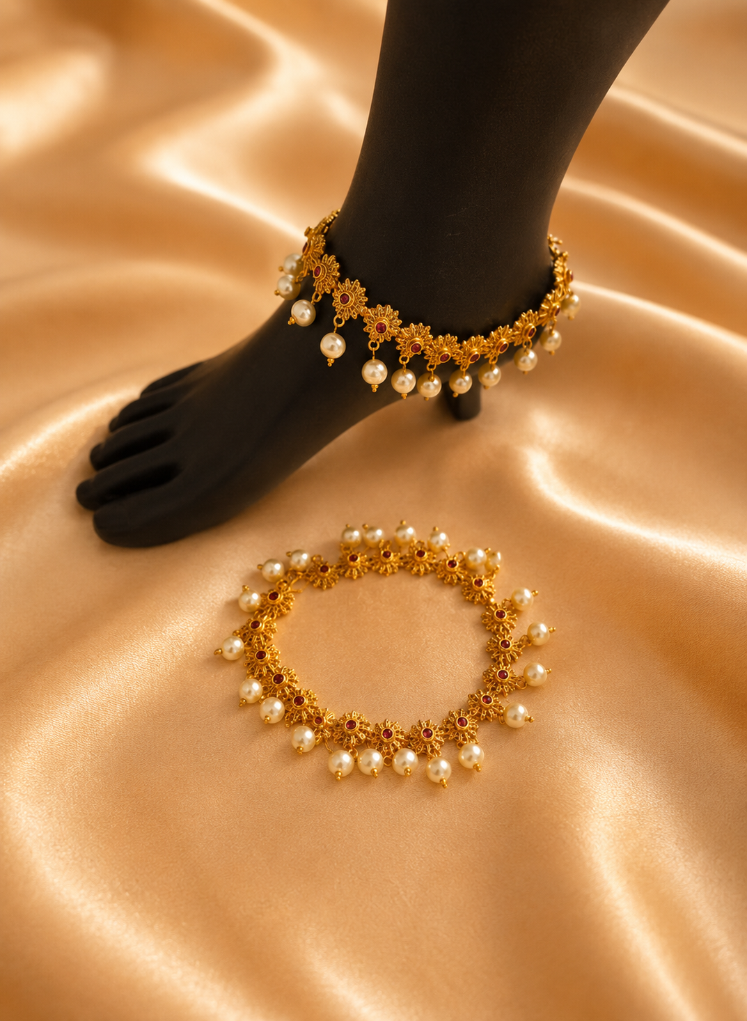 Surya Heritage Payal With Pearl Drops