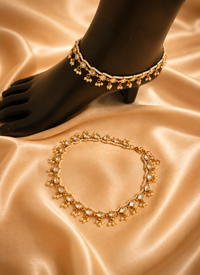 Noor Jadau Payal with Pearl Drops