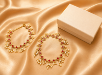 Maharani Ruby Jadau Payal with Pearl drops